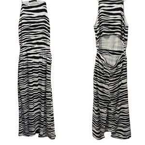 VIX by Paula Hermanny Midi Dress.  Black/White Zebra Print.  Size Large